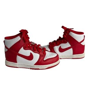 Nike Dunk High Youth Red and White High-Top Sneakers Size 12C DD2314-106